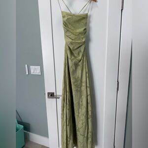 Open back light green dress